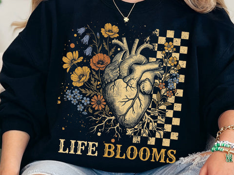 Life Blooms Anatomical Heart PNG, Floral Heart Sublimation Design SVG DesignDestine 