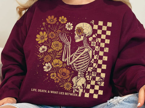 Life Death What Lies Between PNG, Floral Skeleton Design SVG DesignDestine 