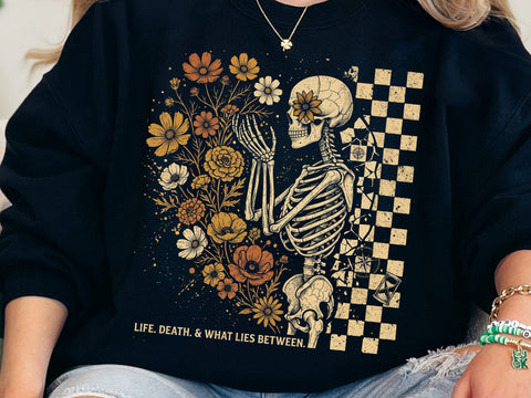 Life Death What Lies Between PNG, Floral Skeleton Design SVG DesignDestine 