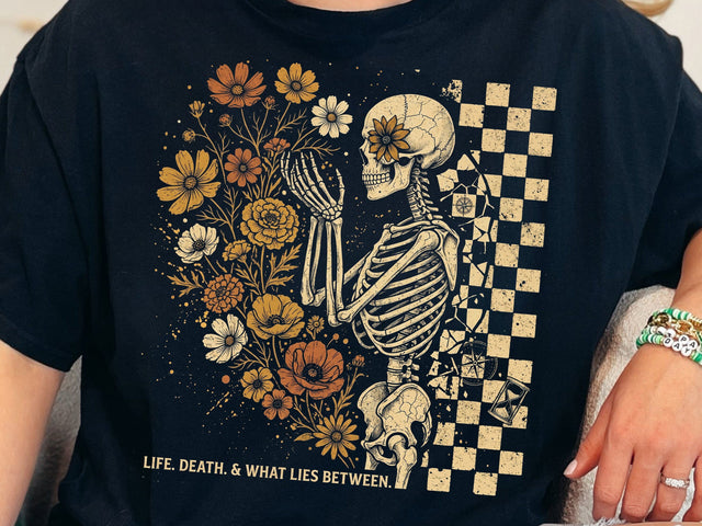 Life Death What Lies Between PNG, Floral Skeleton Design SVG DesignDestine 