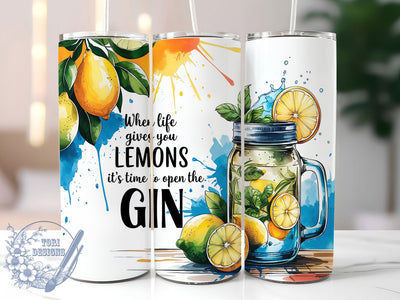Life Gives You Lemons Gin Tumbler, Life Gives You Lemons Wrap, 20oz Cocktail Sublimation, Citrus Gin Tumbler, Summer Drink Tumbler, Alcohol Humor Tumbler, Lemon Quote Tumbler Sublimation ToriDesigns 