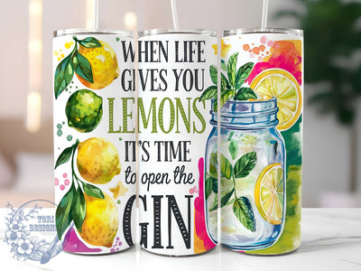 Life Gives You Lemons Gin Tumbler, Life Gives You Lemons Wrap, 20oz Cocktail Sublimation, Citrus Gin Tumbler, Summer Drink Tumbler, Alcohol Humor Tumbler, Lemon Quote Tumbler Sublimation ToriDesigns 