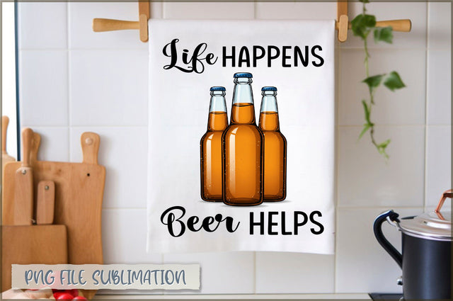 Life happens beer helps Towel Sublimation Sublimation Shetara Begum 