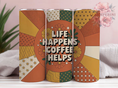 Life Happens Coffee Helps Quote 20oz Tumbler Wrap, Life Happens Coffee Helps, Coffee Quote Design, Vintage Coffee PNG, 20oz Tumbler Wrap, Coffee Lover Design, Retro Sublimation PNG, Funny Coffee Quote Sublimation Li Zamperini 