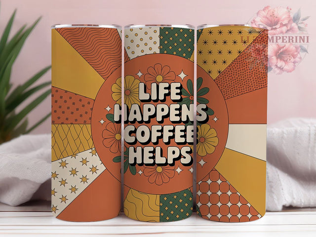 Life Happens Coffee Helps Quote 20oz Tumbler Wrap, Life Happens Coffee Helps, Coffee Quote Design, Vintage Coffee PNG, 20oz Tumbler Wrap, Coffee Lover Design, Retro Sublimation PNG, Funny Coffee Quote Sublimation Li Zamperini 