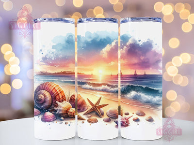 Life Is Better At The Beach 20oz Tumbler Wrap Sublimation Design, Straight Tapered Tumbler Wrap, Unique Seashell Beachy Tumbler Png, Instant Digital Download Sublimation SvggirlplusArt 