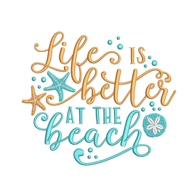 Life is Better At the Beach Machine Embroidery Design, Summer Embroidery Design, 3 sizes, Instant Download Embroidery/Applique DESIGNS Nino Nadaraia 