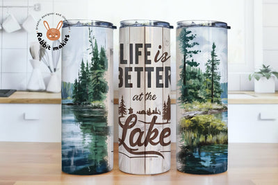 Life is Better at the Lake 20 oz Skinny Tumbler, Lake Life Sublimation Design Digital Download PNG Sublimation Rabbitmakies 