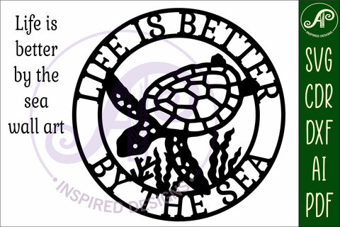 Life is better by the sea Turtle wall art sign, SVG file SVG APInspireddesigns 