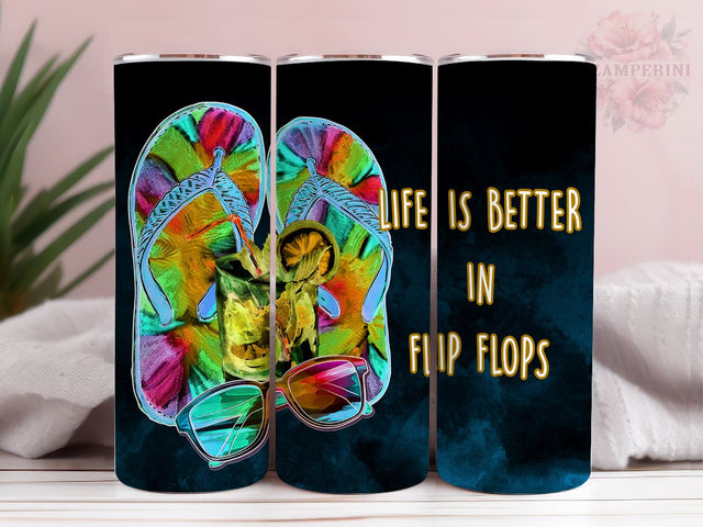 Life is Better in Flip Flops 20oz Tumbler Wrap PNG, Summertime Beach Tumber Png, Straight & Tapered Tumbler Wrap, Instant Digital Download Sublimation Li Zamperini 