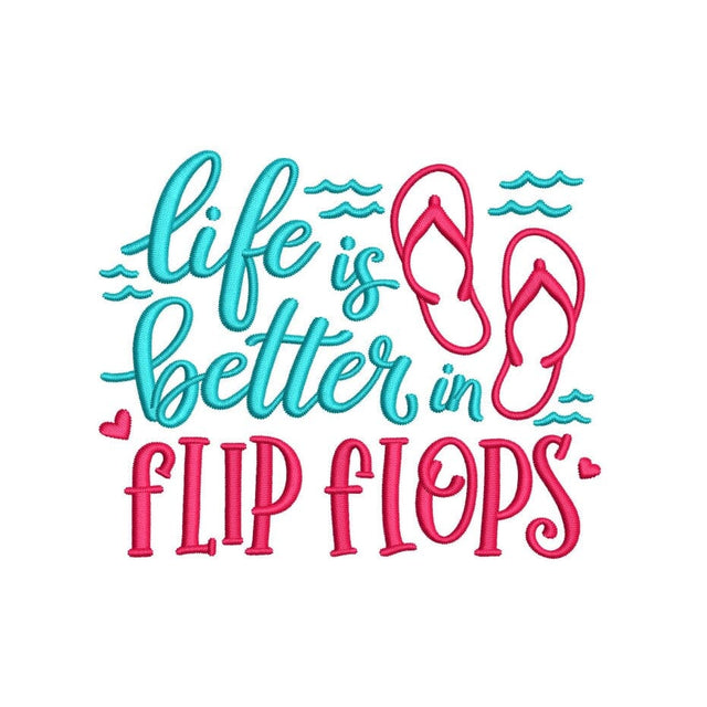 Life is Better in Flip Flops Machine Embroidery Design, Summer Embroidery Design, 3 sizes, Instant Download Embroidery/Applique DESIGNS Nino Nadaraia 