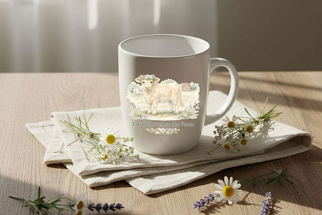 Life Is Better on the Farm Png, Cottagecore Cow Illustration, Farm Life Quote Png, Floral Cow Farmhouse Design, Watercolor Cow Clipart SVG TiffsCraftyCreations 