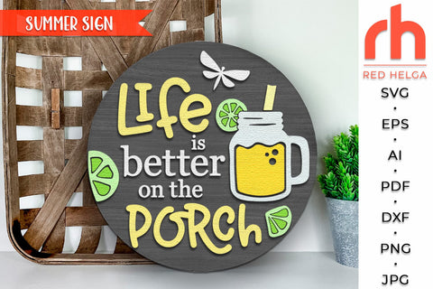 Life is Better on the Porch SVG, Summer Door Sign Cut File SVG RedHelgaArt 