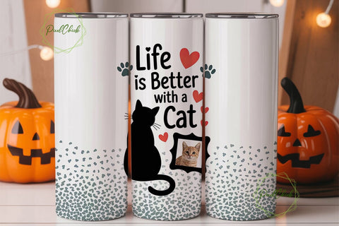 Life is Better With a Cat 20oz Tumbler Sublimation PixelChick 