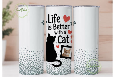 Life is Better With a Cat 20oz Tumbler Sublimation PixelChick 