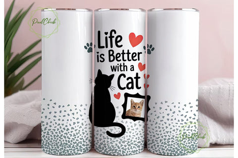 Life is Better With a Cat 20oz Tumbler Sublimation PixelChick 