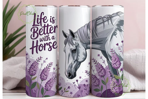 Life Is Better With a Horse Tumbler Wrap Sublimation PixelChick 