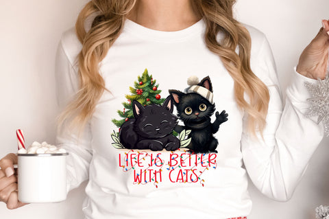 Life is better with cats png design Sublimation Regulrcrative 