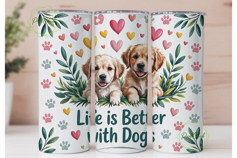 Life is Better With Dogs 20oz Tumbler Sublimation PixelChick 