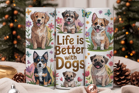 Life Is Better With Dogs Tumbler Wrap Sublimation DesignSVG 