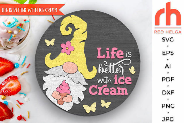 Life is Better with Ice Cream SVG, Summer Door Sign Cut File SVG RedHelgaArt 