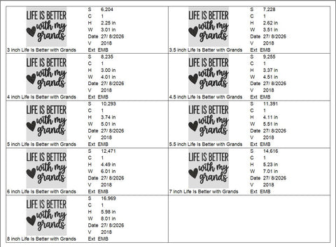 Life Is Better With My Grands Machine Embroidery Design – Grandkids Grandma Quote Embroidery File Embroidery/Applique DESIGNS PatternFeed8 