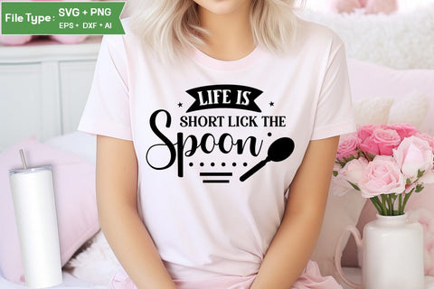 Life Is Short Lick The Spoon SVG Design, Funny Kitchen SVG Design, Valentine Kitchen SVG Design, SVGs,Quotes and Sayings,Food & Drink,On Sale, Print & Cut SVG DesignPlante 503 