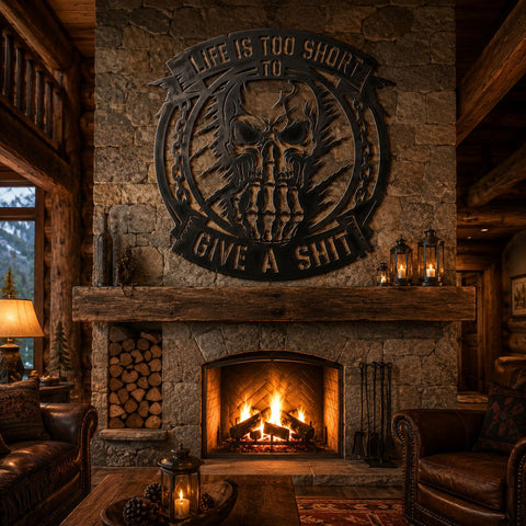 Life Is Too Short to Give a Shit Skull Laser SVG | Funny Skull Quote DXF | Laser Cut File | CNC Plasma Cut | Metal Wall Art SVG HappyDesignStudio 