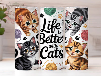 Life With Cats Tumbler, Life With Cats Tumbler, Cute 20oz Wrap, Sublimation Design, Stylish Gift Idea, Fun Cat Wrap, Kitty Lover Tumbler Sublimation Lara' s Designs 