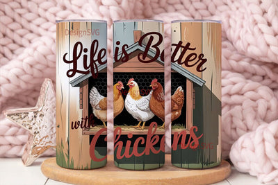 Life with Chickens 20oz Tumbler Wrap Sublimation DesignSVG 