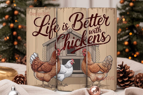 Life with Chickens 20oz Tumbler Wrap Sublimation DesignSVG 