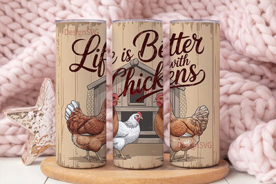 Life with Chickens 20oz Tumbler Wrap Sublimation DesignSVG 