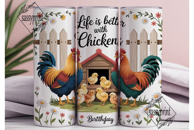 Life with Chickens 20oz Tumbler Wrap Sublimation sassyprint 