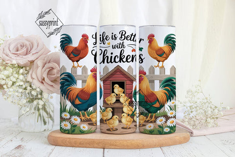 Life with Chickens 20oz Tumbler Wrap Sublimation sassyprint 