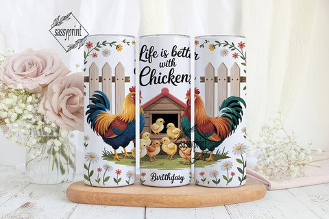 Life with Chickens 20oz Tumbler Wrap Sublimation sassyprint 