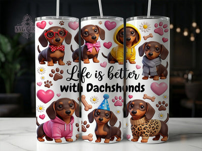 Life With Dachshunds 20oz Tumbler, Life With Dachshunds, Dachshund Tumbler, Dachshund PNG, Dachshund Life, Wiener Dog Tumbler, Dachshund Lover, 20oz Tumbler Wrap Sublimation SvggirlplusArt 