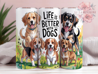Life With Dogs Funny Dog Lover Tumbler Wrap, Life With Dogs Wrap, 20oz Dog Tumbler Design, Pet Lover Sublimation, Dog Mom Tumbler Wrap, Funny Dog Tumbler, Animal Print Tumbler Sublimation Li Zamperini 