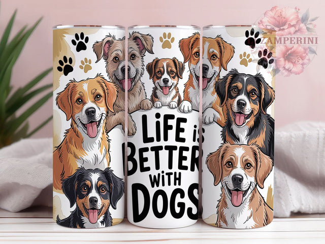 Life With Dogs Funny Dog Lover Tumbler Wrap, Life With Dogs Wrap, 20oz Dog Tumbler Design, Pet Lover Sublimation, Dog Mom Tumbler Wrap, Funny Dog Tumbler, Animal Print Tumbler Sublimation Li Zamperini 