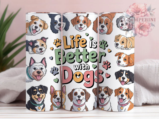 Life With Dogs Lover Tumbler, Life With Dogs Tumbler, Animal Lover Wrap, Whimsical Dog Wrap, Rustic Pet Wrap, Sublimation Design, Trendy Gift Idea Sublimation Li Zamperini 