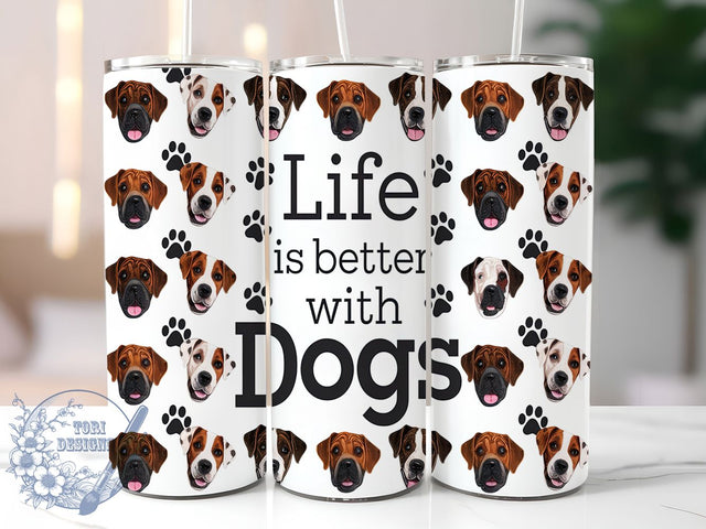 Life With Dogs Quote Tumbler Wrap, Life With Dogs Wrap, 20oz Sublimation Wrap, Pet Mom Gift, Cute Dog Quote Tumbler, Fur Baby Cup, Puppy Love Design Sublimation ToriDesigns 