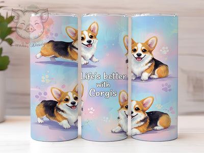 Life’s Better With Corgis Tumbler, Dog Lover, Life’s Better With Corgis, Cute Theme, Pet Style, 20Oz Tumbler, Sublimation Wrap Sublimation Lara' s Designs 