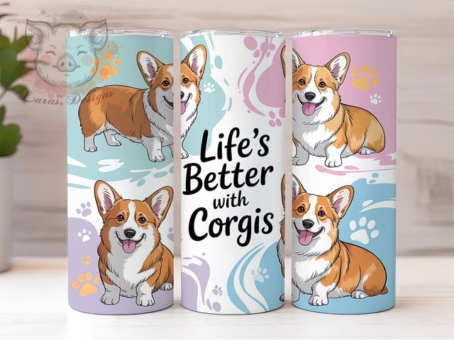 Life’s Better With Corgis Tumbler, Dog Lover, Life’s Better With Corgis, Cute Theme, Pet Style, 20Oz Tumbler, Sublimation Wrap Sublimation Lara' s Designs 