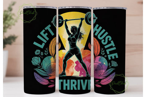 Lift Hustle Thrive 20oz Tumbler Wrap Sublimation PixelChick 