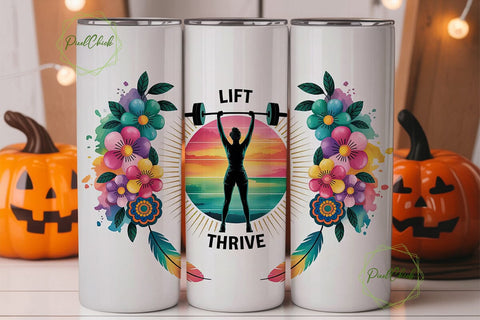 Lift Hustle Thrive 20oz Tumbler Wrap Sublimation PixelChick 
