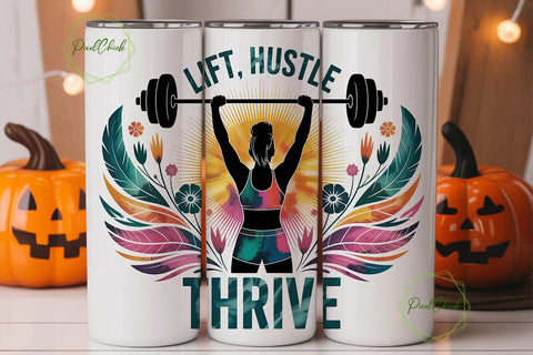Lift Hustle Thrive 20oz Tumbler Wrap Sublimation PixelChick 