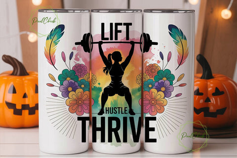 Lift Hustle Thrive 20oz Tumbler Wrap Sublimation PixelChick 