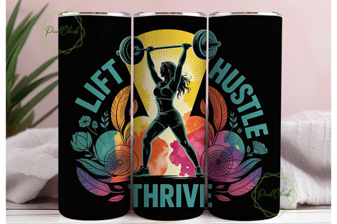 Lift Hustle Thrive 20oz Tumbler Wrap Sublimation PixelChick 
