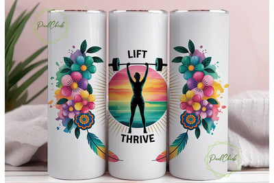 Lift Hustle Thrive 20oz Tumbler Wrap Sublimation PixelChick 