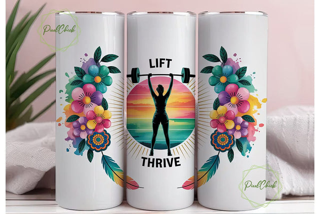 Lift Hustle Thrive 20oz Tumbler Wrap Sublimation PixelChick 