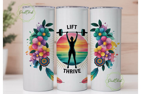 Lift Hustle Thrive 20oz Tumbler Wrap Sublimation PixelChick 